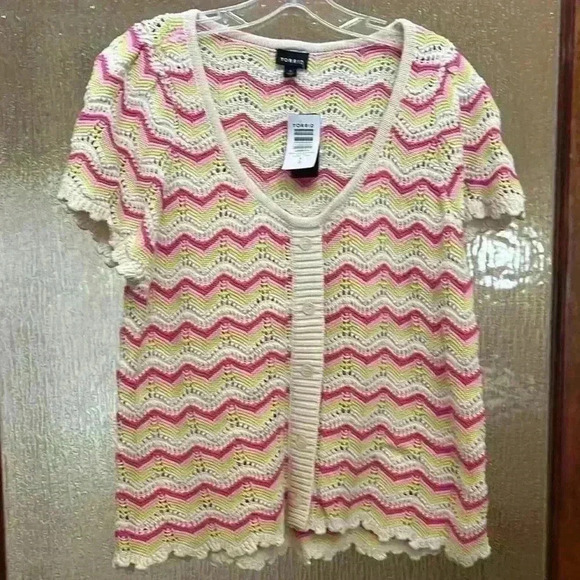 NWT Torrid Pointelle Cotton Cardigan Sweater - Picture 5 of 9